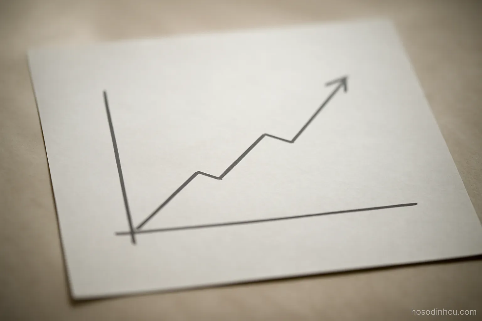 a wall chart with a simple rising line drawn in pencil, plain paper, no numbers or labels